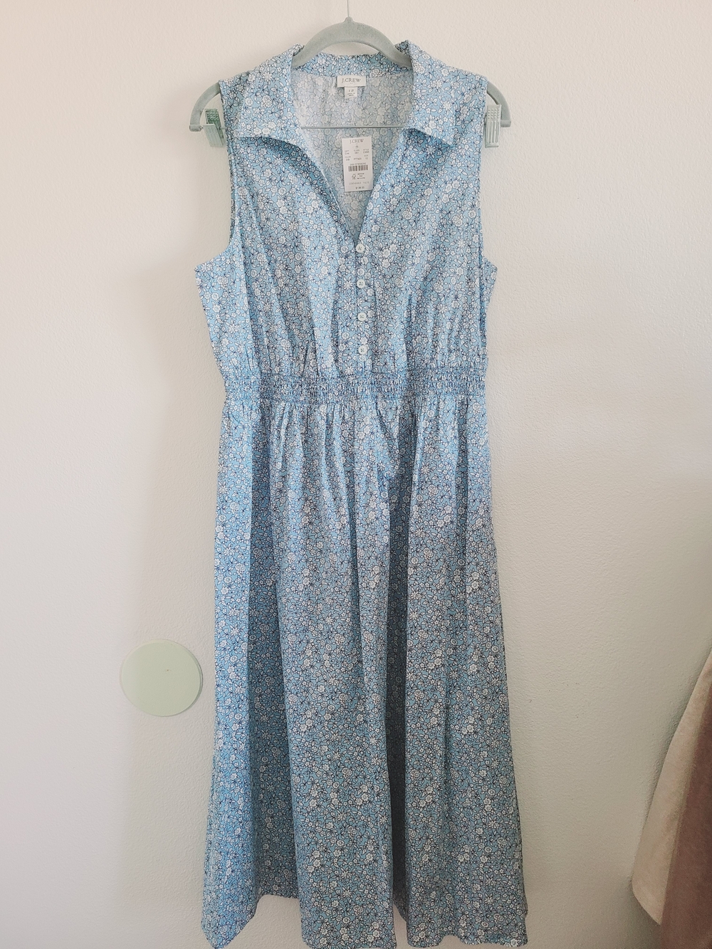 J. Crew Factory Light Blue Floral Midi Shirt Dress - Picture 2 of 9